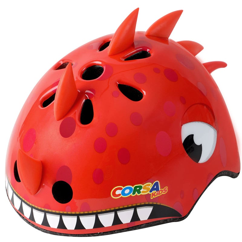 Anharluka Kids Toddler Bike Helmet  Adjustable and Multi-Sport for Child Infant Baby  2 Sizes for Age 1-3-5 Years Boys Girls (Red Dinosaur  Small) - Image 1